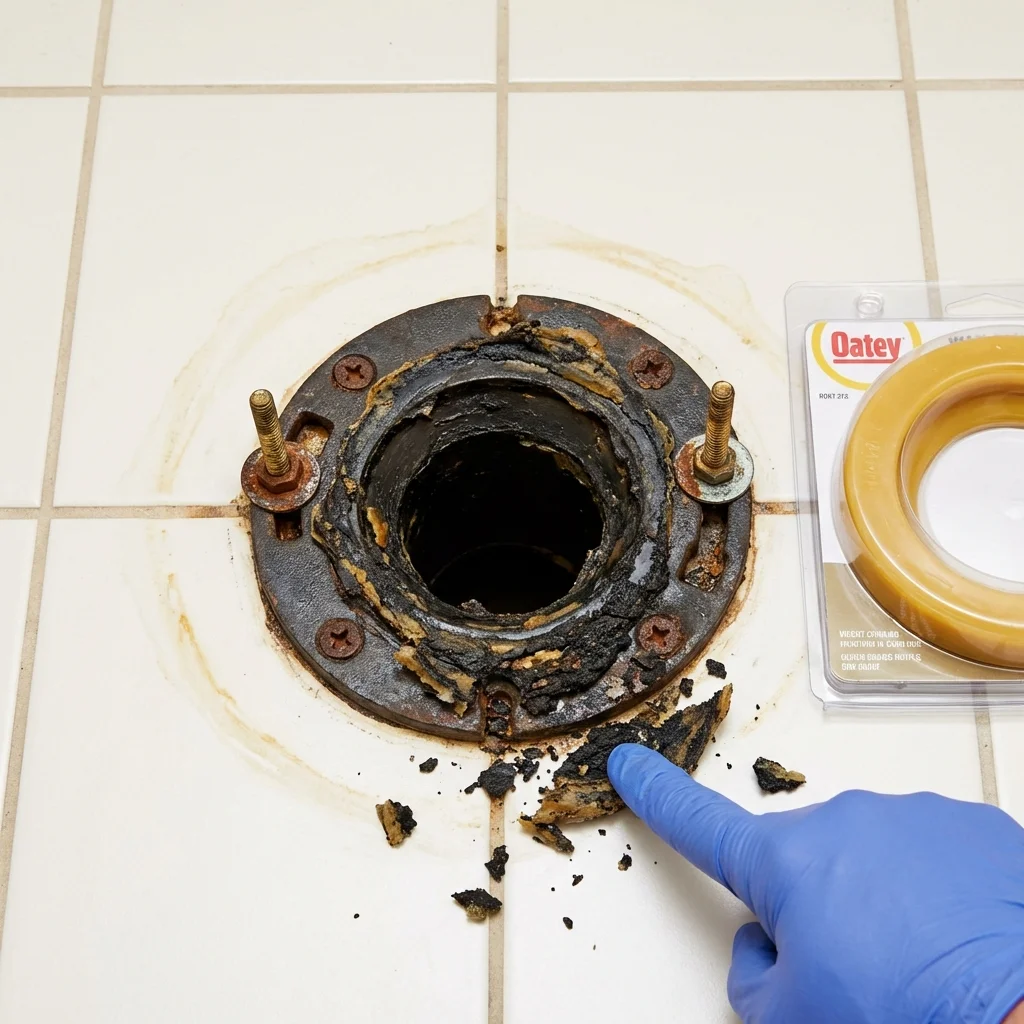 Failed wax ring showing water seepage at the base of a toilet in a Sparks, NV home