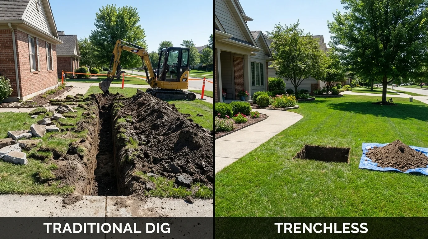 Trenchless sewer repair with minimal yard damage versus traditional excavation in Sparks, NV